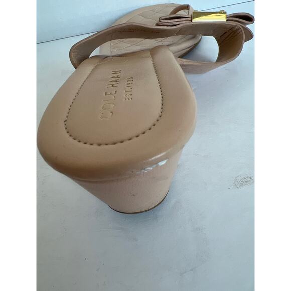 Cole Haan GRAND OS Womens Mini Bow Taupe T-Strap Sandals Wedge 8.5B - Picture 9 of 10